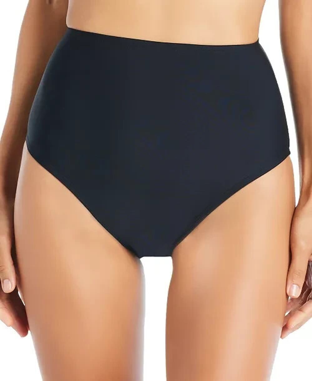 Beyond Control Women's Solid High-Waisted Bikini Bottoms, Black, Size 16 2553